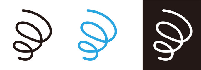 ぐるぐる、モヤモヤのマーク。不安、悩み、困惑などのネガティブな感情のアイコン。ベクターイラスト素材。