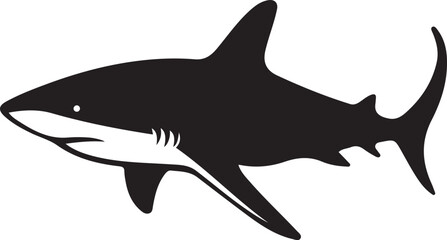 Shark Silhouette A stylized black and white illustration of a shark
