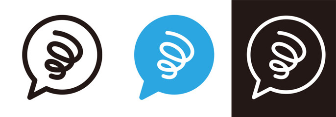 ぐるぐる、モヤモヤのマーク。不安、悩み、困惑などのネガティブな感情のアイコン。ベクターイラスト素材。