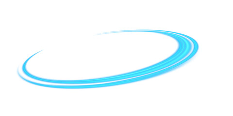 PNG Neon Blue Swirl Trail with Soft Motion Blur on Transparent Background for Technology or Fantasy Use