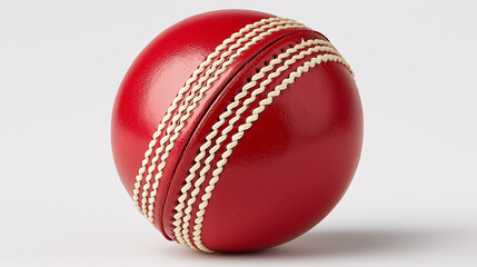 Vibrant Cricket Ball: A striking red cricket ball, meticulously crafted with a leather casing and detailed stitching. The image captures the ball's form and color.