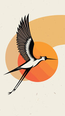 Elegant Bird in Flight Against Vibrant Gradient Background