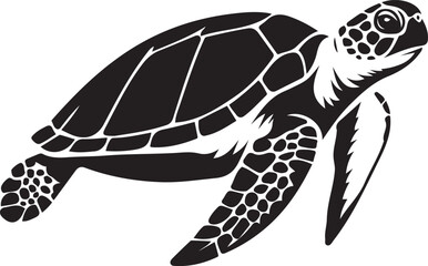 Sea Turtle Silhouette A Black and White Vector Illustration
