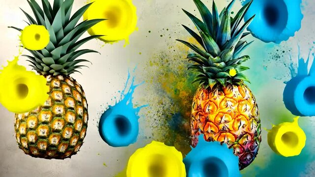 Vibrant pineapples in artistic style