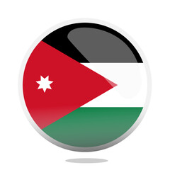 Vector illustration Jordan Round Country Flag. 3d glossy style icon jordan flag