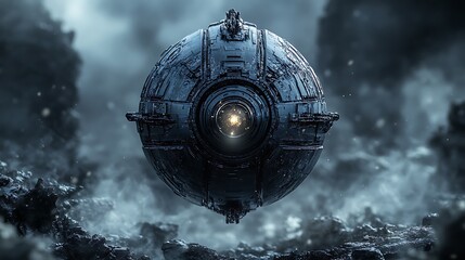 Dark Fantasy Orb Digital Art SciFi Sphere Futuristic Concept Glowing Core Mysterious Atmosphere 3D Render