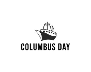 Columbus Day Series Ship Silhouette Vector – Holiday Exploration Illustration in Black and White. Columbus Day Poster, Flyer,And Holiday Design.