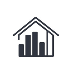 Stylized House with Integrated Vertical Bar Graph