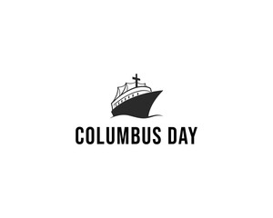 Cruise Ship Vector Silhouette for Columbus Day – Nautical Illustration in Black and White.