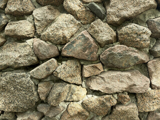 Close-up of a wall made of large cobblestones.