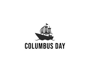 Fototapeta premium Cruise Ship Vector Silhouette for Columbus Day – Nautical Illustration in Black and White.
