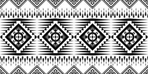 Striking Black and White Tribal Decorative Border, Seamless Vector