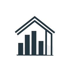 Stylized House with Integrated Vertical Bar Graph