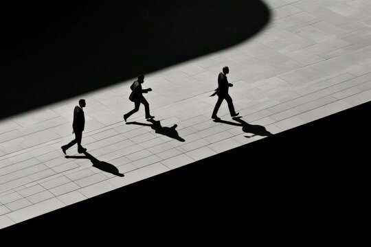 Fototapeta People chasing a person running silhouette footwear walking.