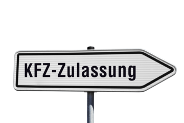 Verkehrsschild, KFZ-Zulassung, freigestellt als PNG-Datei