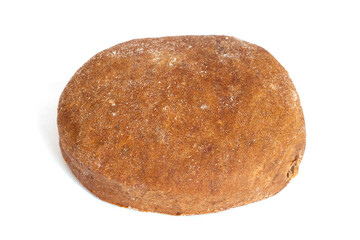 One brown homemade gingerbread close-up on a white background.