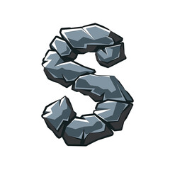 Three-Dimensional Stone Letter S with Rough Texture
