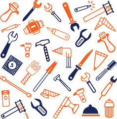 industrial tools icon set design 