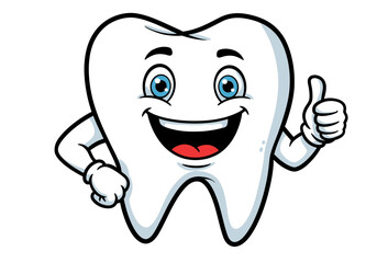 Cartoon Tooth Character Giving a Thumbs Up Gesture