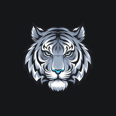 Majestic Tiger Face with Intense Blue Eyes