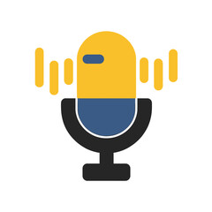 Modern Stylized Microphone with Sound Wave Indicators