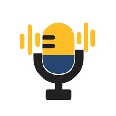 Modern Stylized Microphone with Sound Wave Indicators