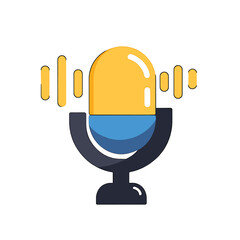 Modern Stylized Microphone with Sound Wave Indicators
