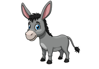 Cartoon Donkey with Large Ears and Blue Eyes