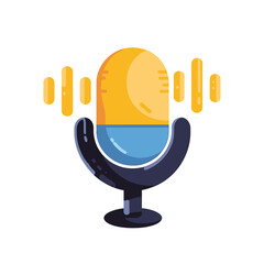 Modern Stylized Microphone with Sound Wave Indicators