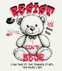 Obraz premium Teddy Bear Resist Vector Illustration.