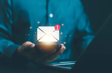 New email notification concept, business online communication, email communication, digital...