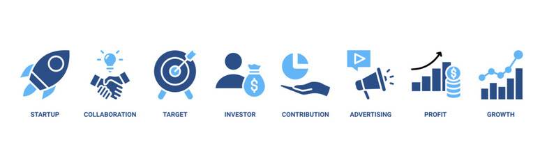Crowdfunding web icon vector illustration concept with icon of startup, collaboration, target, investor, contribution, advertising, profit, growth 