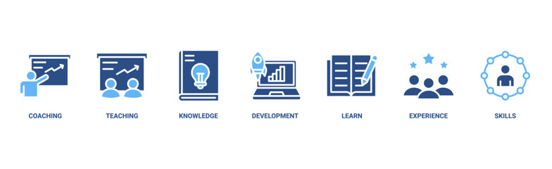 Training banner web icon vector illustration concept for education with icon of coaching, teaching, knowledge, development, learning, experience, and skills 