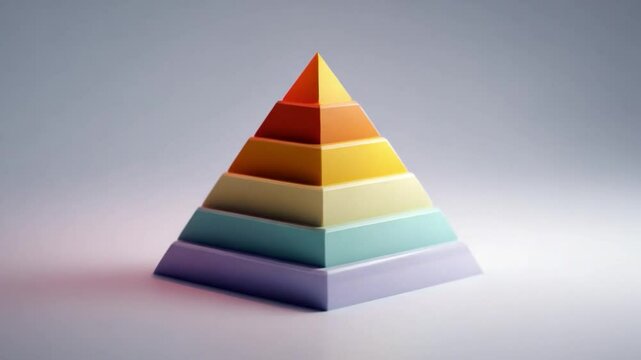 Colorful Stacked Pyramid Shape with Gradual Layers on a Soft Background for Abstract Design