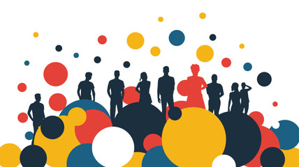 Unity in Diversity Silhouetted Figures Among Colorful Circles