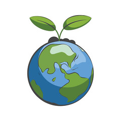Symbol of Growth Earth and Sprouting Plant