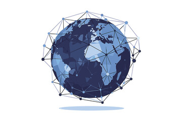Global Network of Earth in Blue Tones