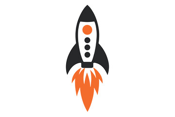 Stylized Black and Orange Rocket Launching into Space