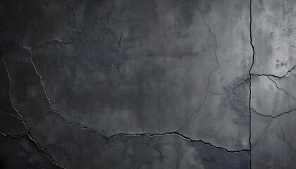 A dark, dramatic cracked concrete wall texture — perfect for backgrounds, horror themes, grunge designs, or architectural mockups with a raw and weathered aesthetic