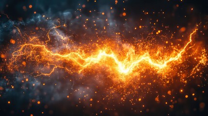 Electric sparks burst from machine, casting intense light and dramatic shadows.