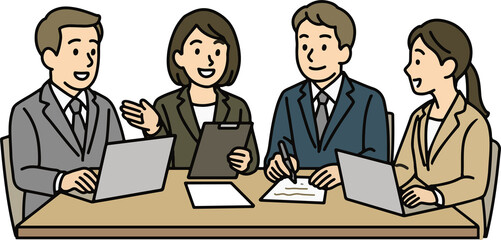 Businessman and Businesswoman in Office Meeting on transparent background