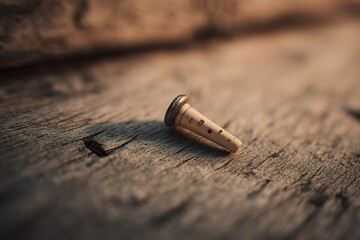 Cork lying on a wooden surface under soft natural light in a cozy setting
