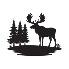 Moose Standing Still Near Lake Edge