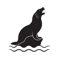 Sea Lion Resting Near Ocean Rocks