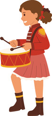 Young Girl Drumming in a Marching Band Parade