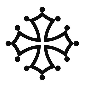 Occitan cross (cross of Toulouse) symbol - Christian flat style vector icon isolated