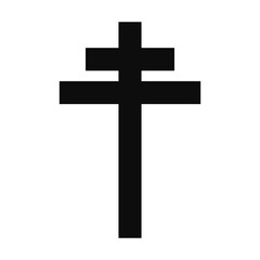 Patriarchal cross (Cross of Lorraine) symbol - Christian flat style vector icon isolated