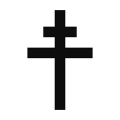 Cross of Lorraine (Patriarchal cross) symbol - Christian flat style vector icon isolated