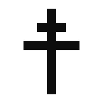 Cross of Lorraine (Patriarchal cross) symbol - Christian flat style vector icon isolated
