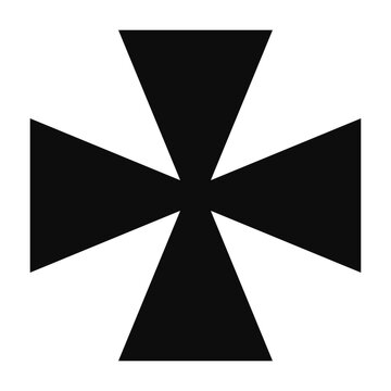 Cross Pattee (or Templar cross) with triangular arms symbol - Christian flat style vector icon isolated